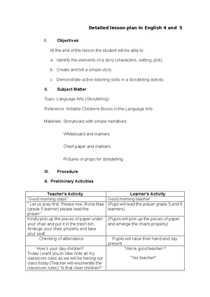 Detailed Lesson Plan in Physical Education and Health - OBJECTIVES ...