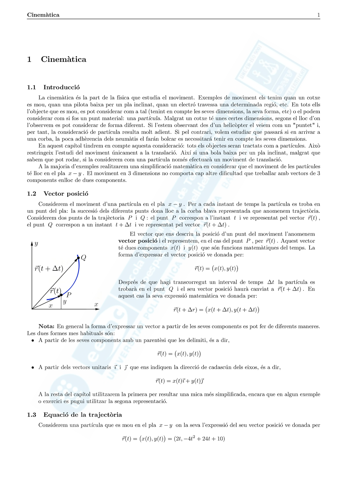 Cinemàtica - Resumen De Cinematica FISICA - 1 Cinem`atica 1 Introducci ...