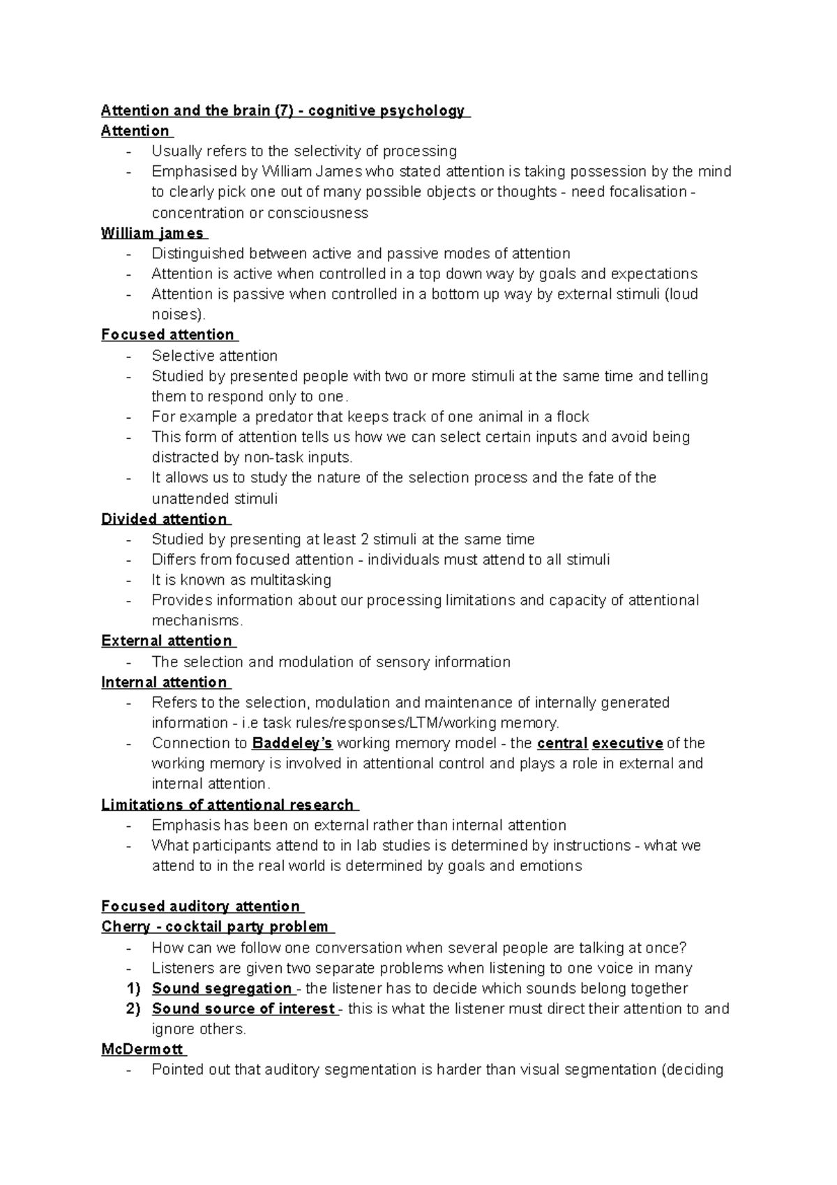 Attention and the brain (7) - cognitive psychology - Attention and the ...