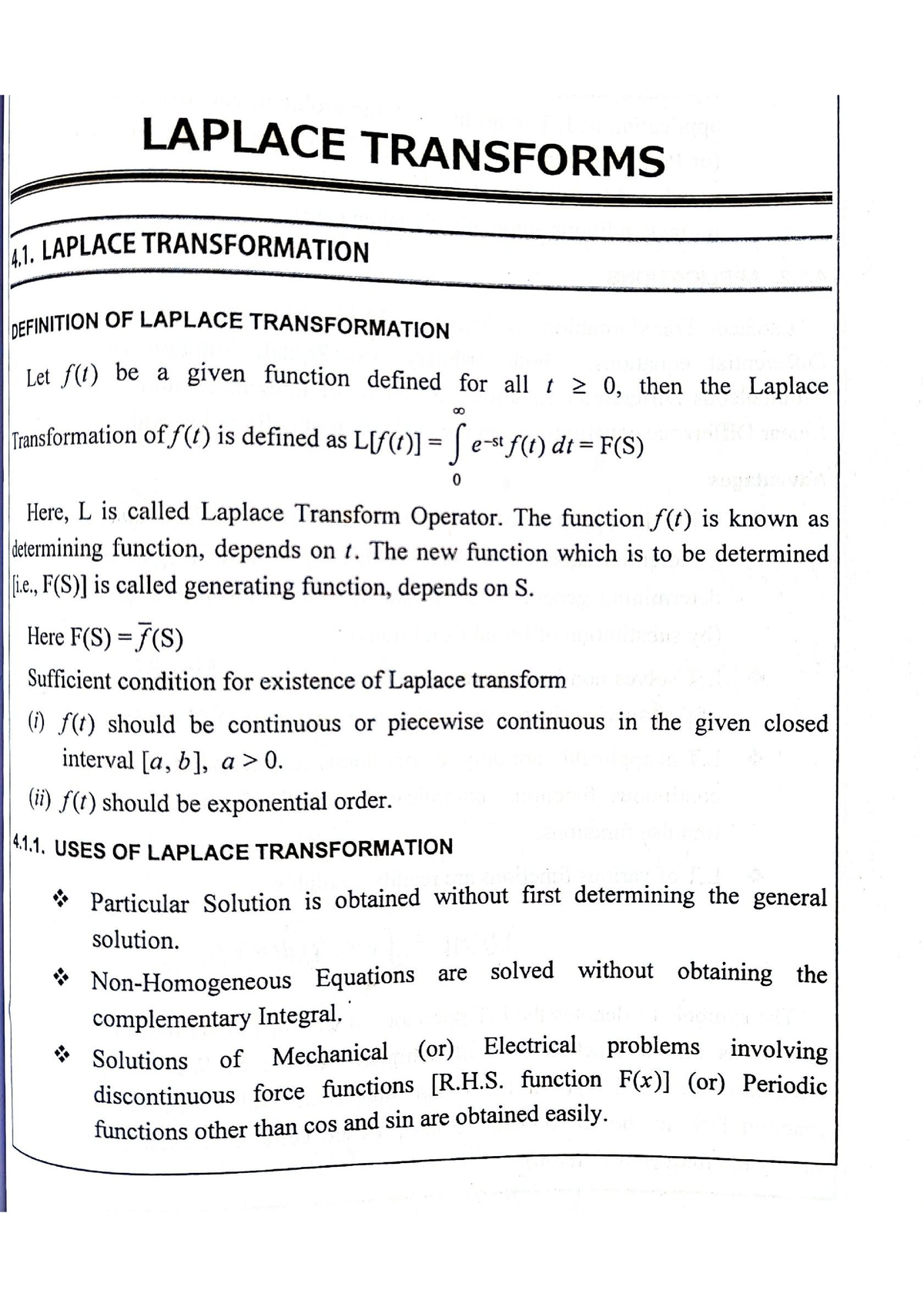 Laplace Transform - B.tech - Studocu