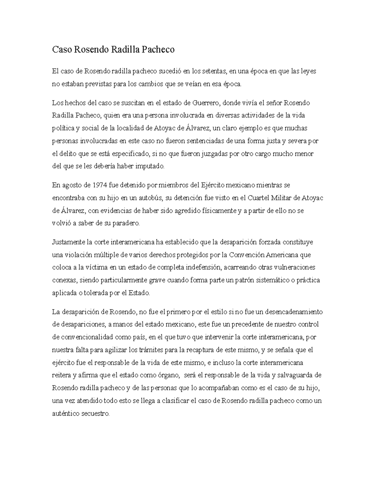 Caso de Rosendo Resumen Derecho Caso Rosendo Radilla Pacheco El
