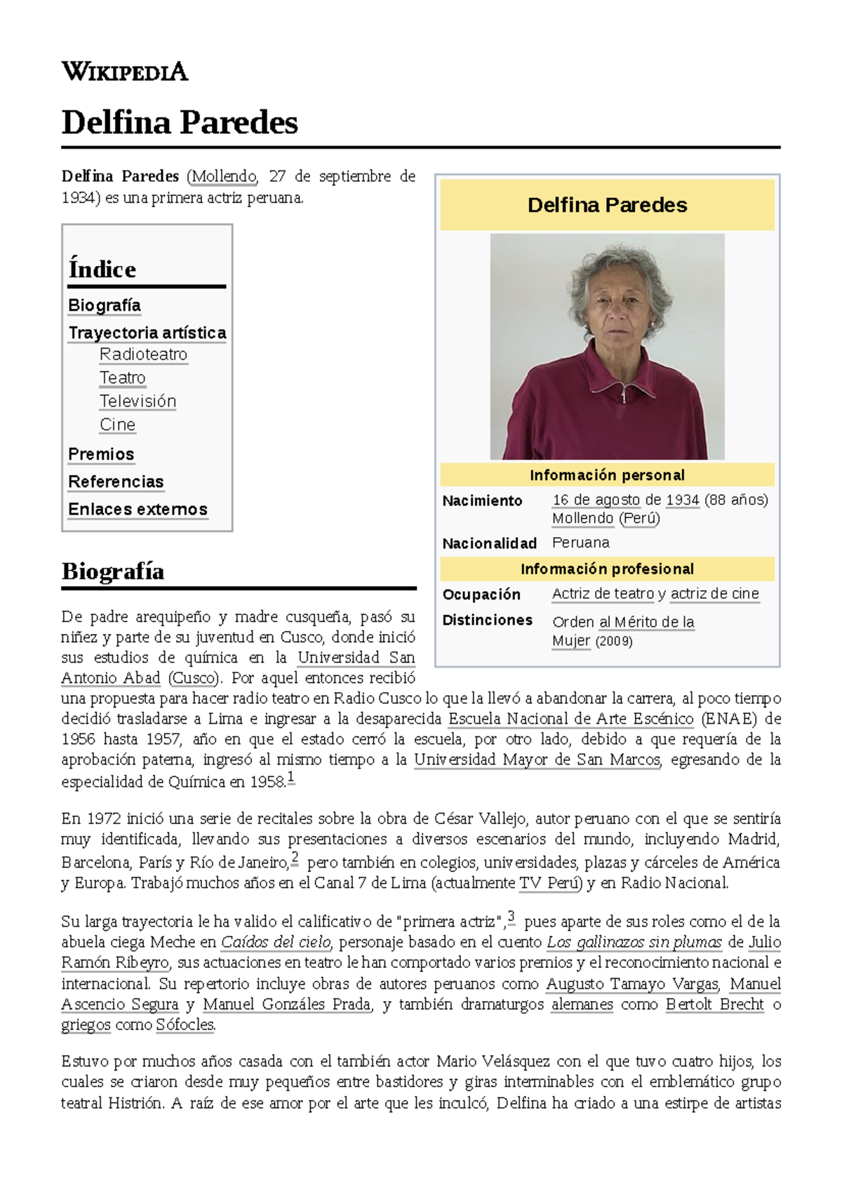 Delfina Paredes Delfina Paredes Información personal Nacimiento 16 de