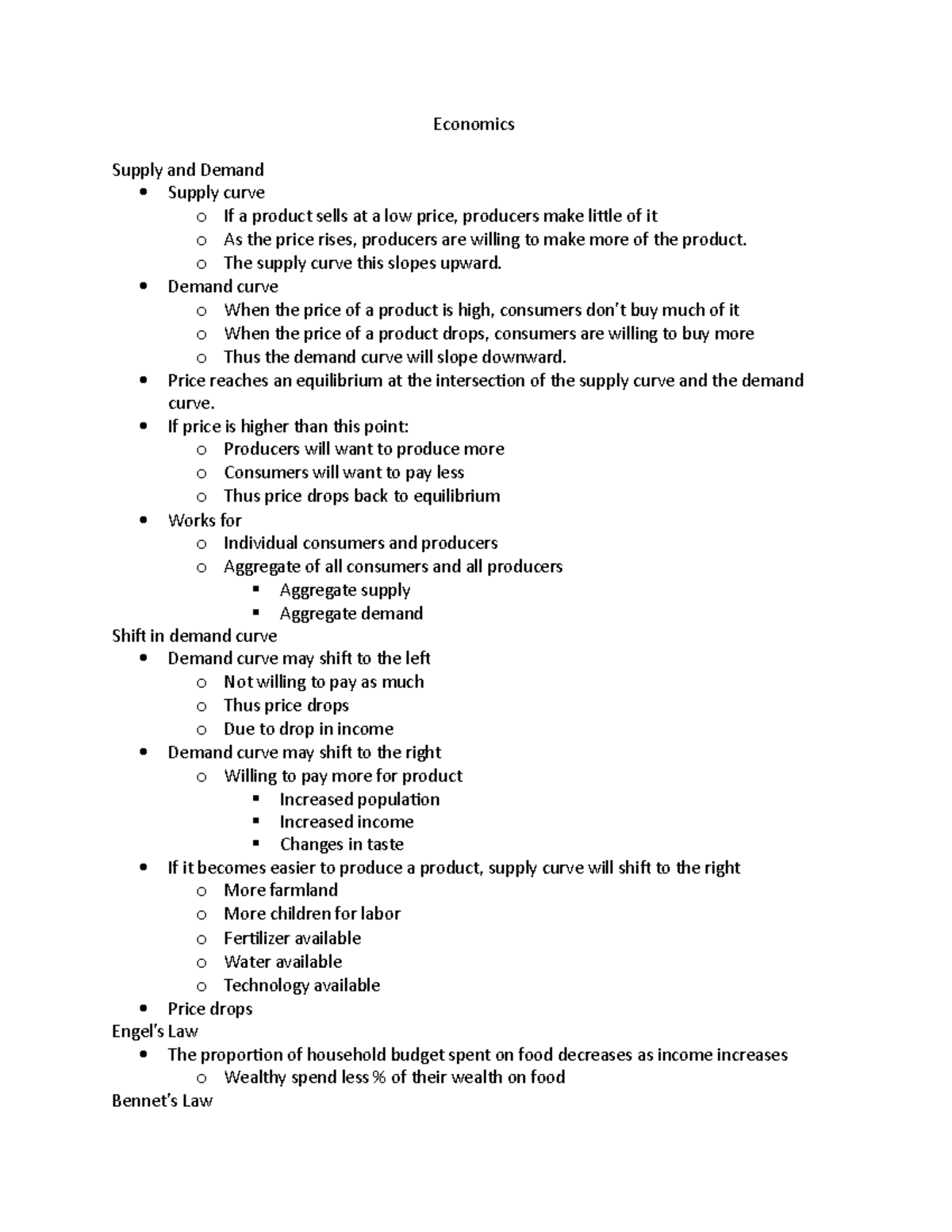 12. Economics - Lecture notes 12 - Economics Supply and Demand Supply ...