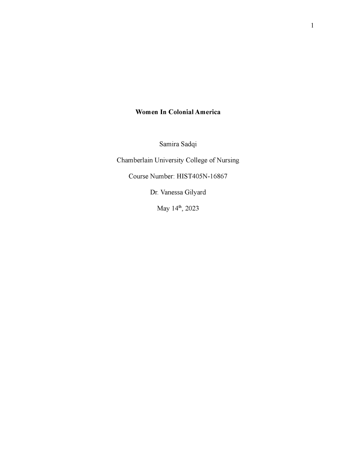 Scholarly Paper Phase 1 - Women In Colonial America Samira Sadqi ...