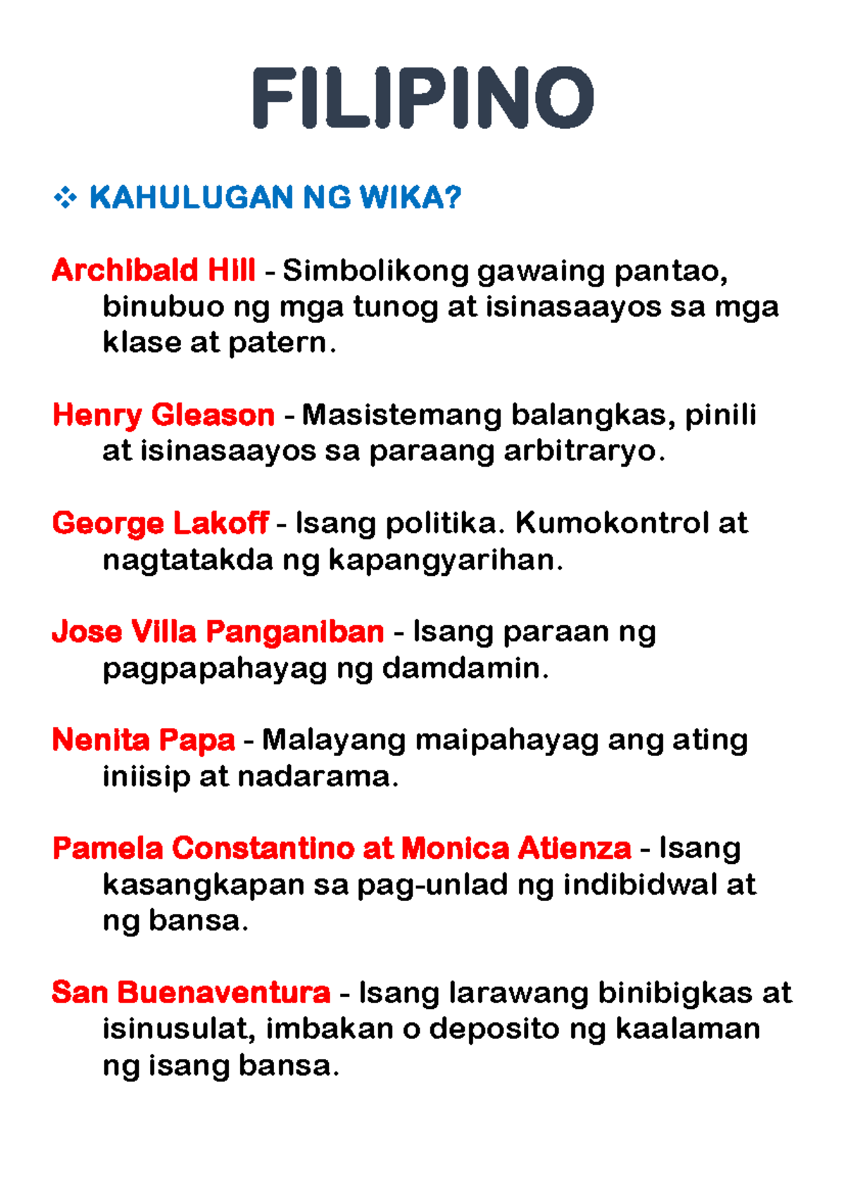 Filipino (Lecture Notes - Gened) - FILIPINO KAHULUGAN NG WIKA ...