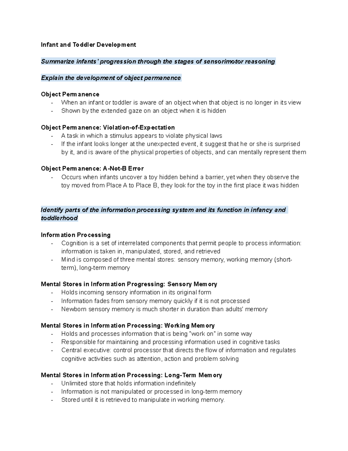 Nursing 10 17 2022 - Infant and Toddler Development - Infant and ...