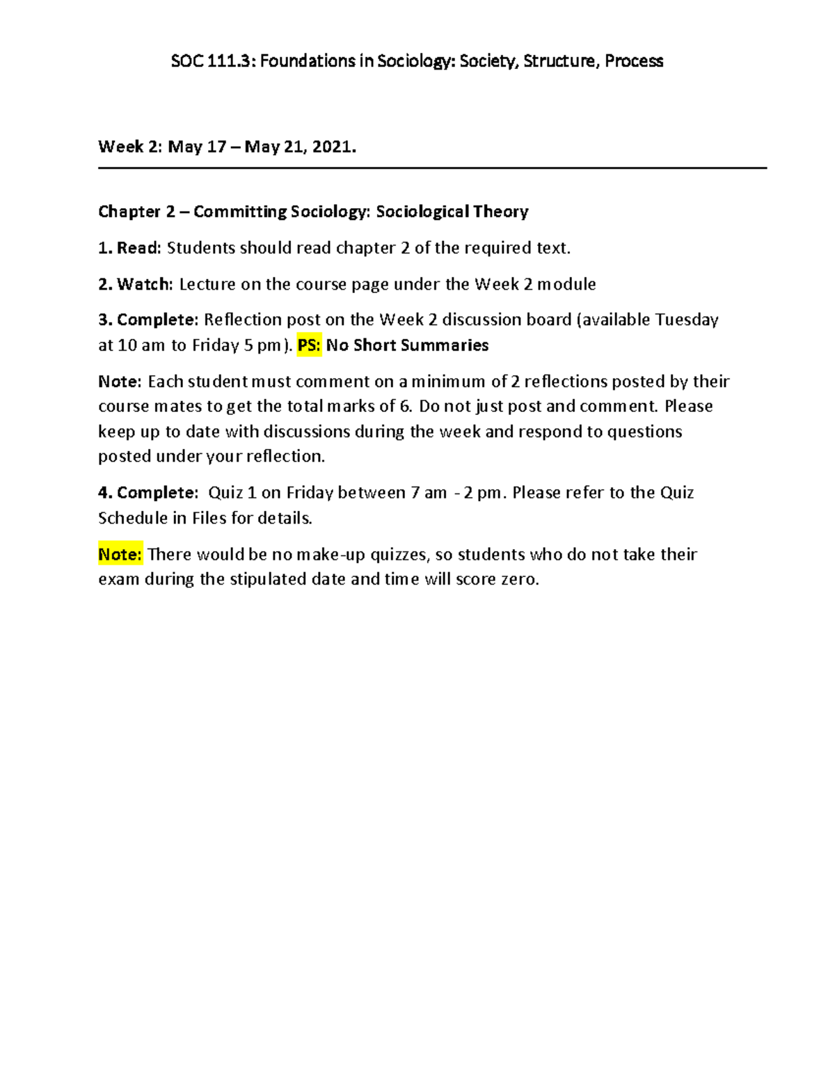 SOC-111-W01 Week 2 - notes - SOC 11 1: Foundations in Sociology ...