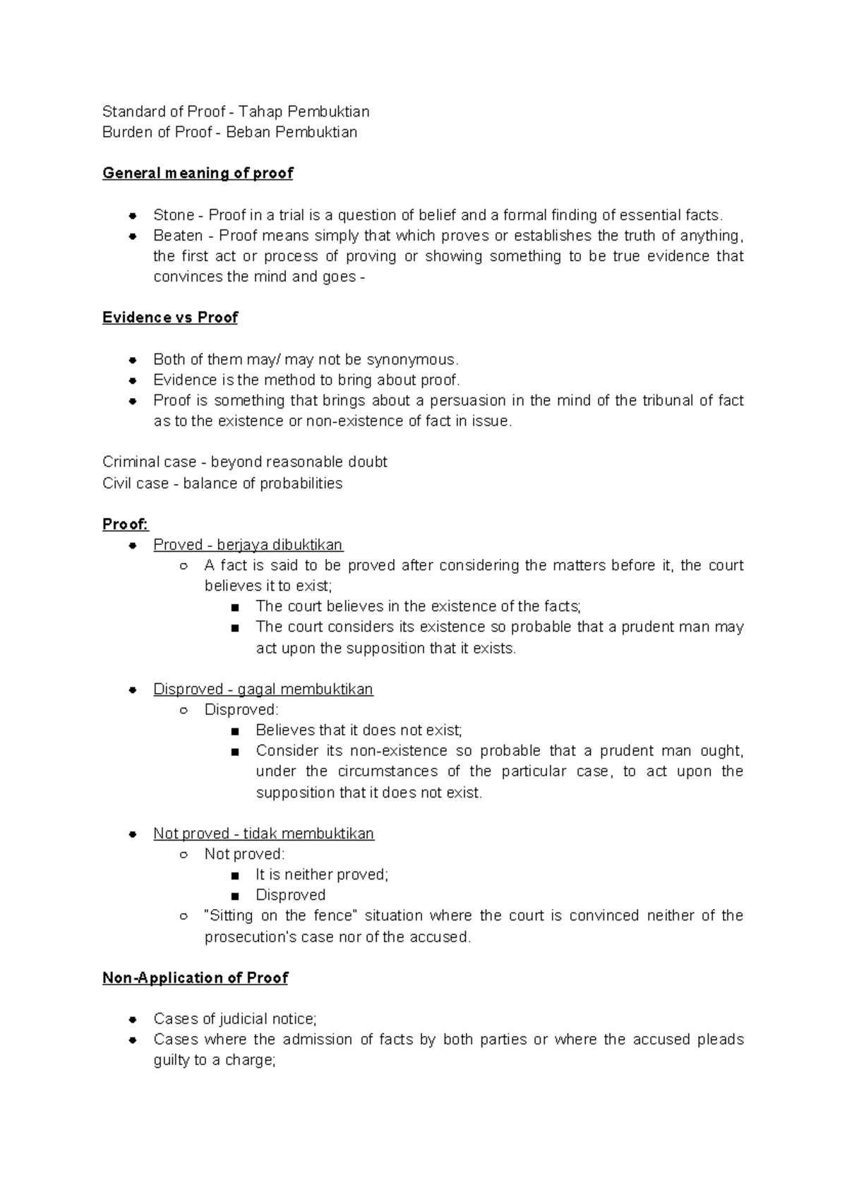 Standard Burden of Proof - Standard of Proof - Tahap Pembuktian Burden ...