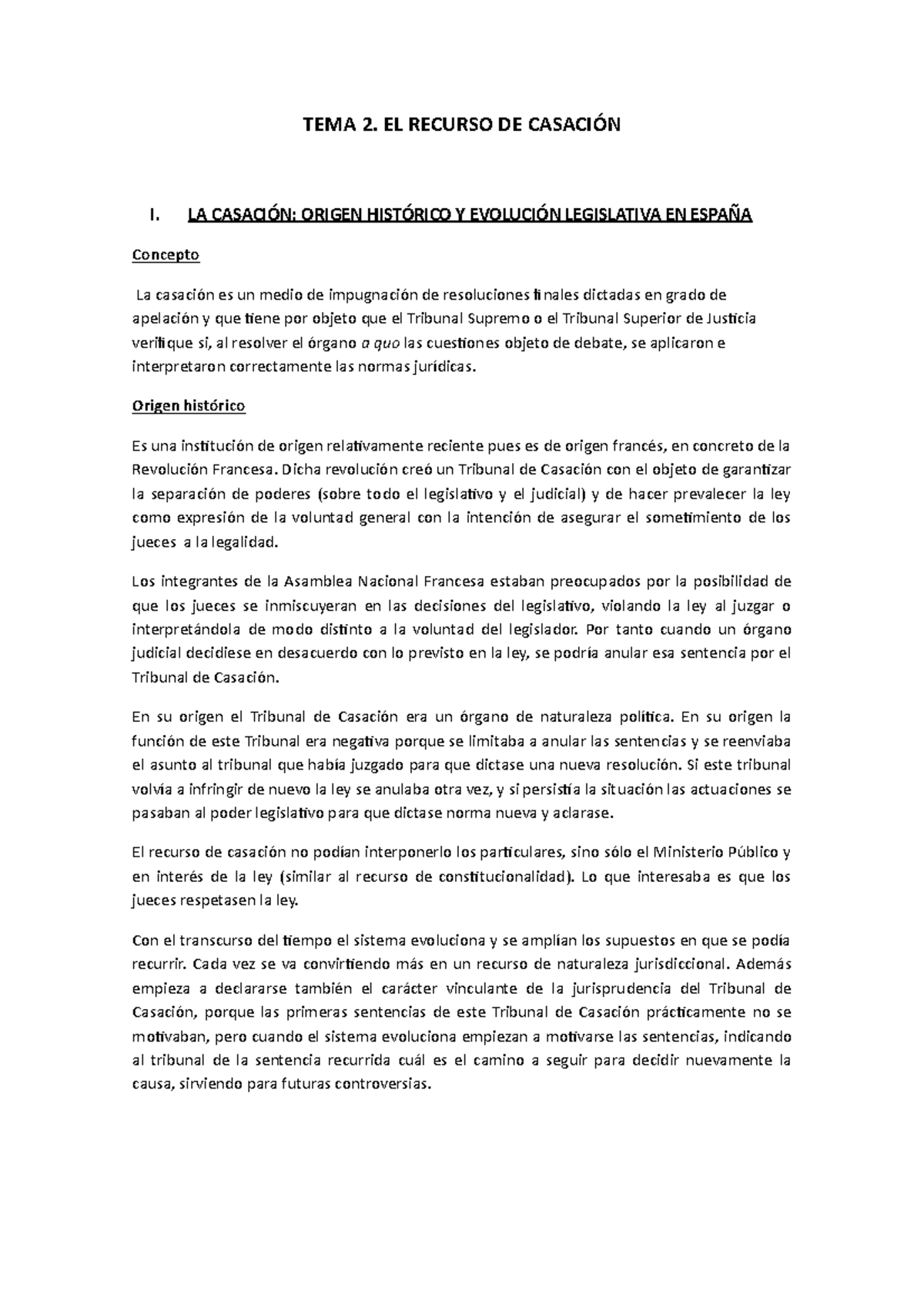 TEMA 2 - TEMA 2. Recurso De Casación - TEMA 2. EL RECURSO DE CASACIÓN I ...