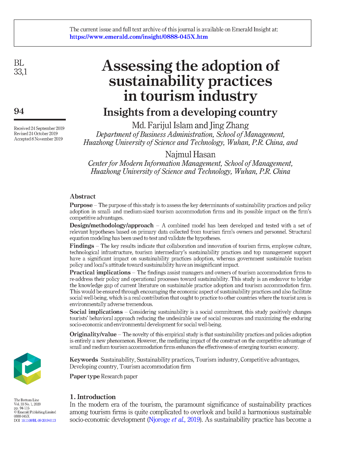 Sustainability Practice Adoption - Base Article - Assessing The ...