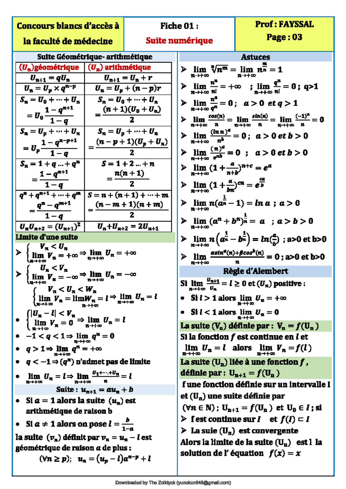 Astuces maths - good - Concours blancs à Fiche 01 : Prof FAYSSAL la ...