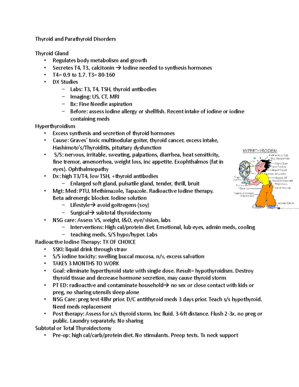 Exam 1 Notes - Thyroid and Parathyroid Disorders Thyroid Gland ...