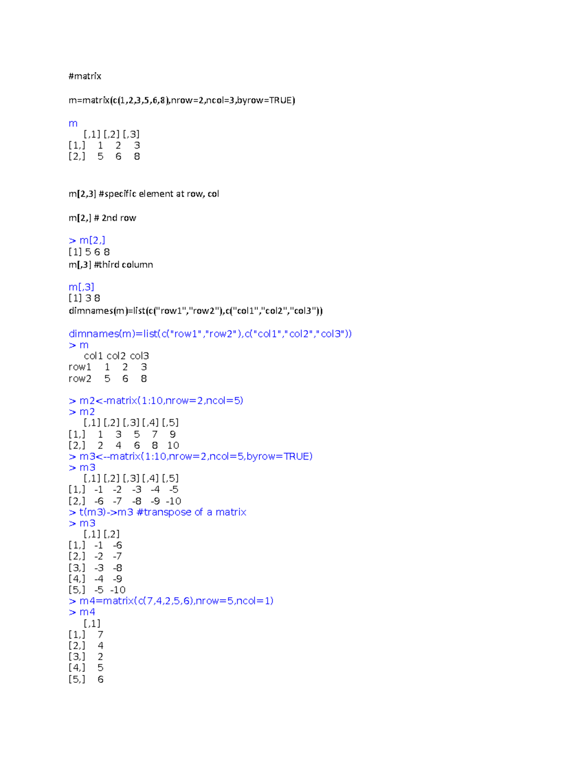 Matrix - Tutorial - #matrix m=matrix(c(1,2,3,5,6,8),nrow=2,ncol=3,byrow ...