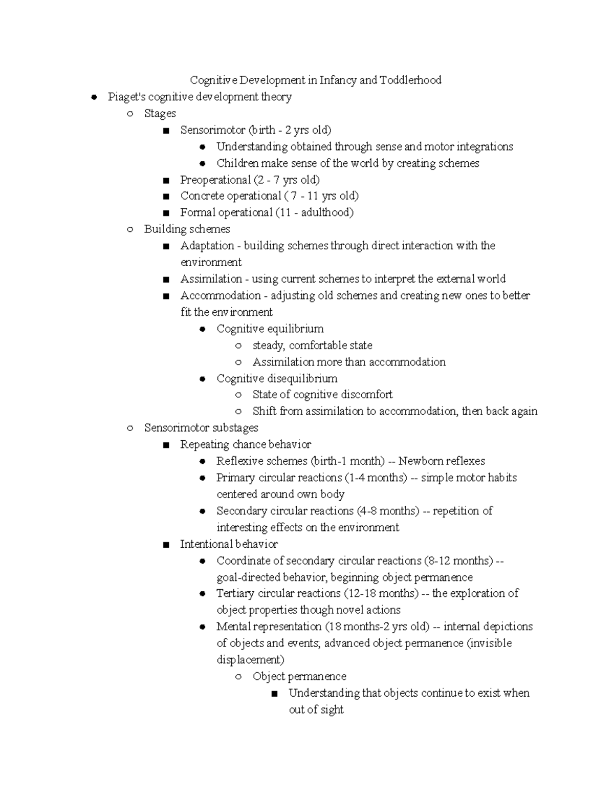 Cognitive Development in Infancy and Toddlerhood - Brain development ...