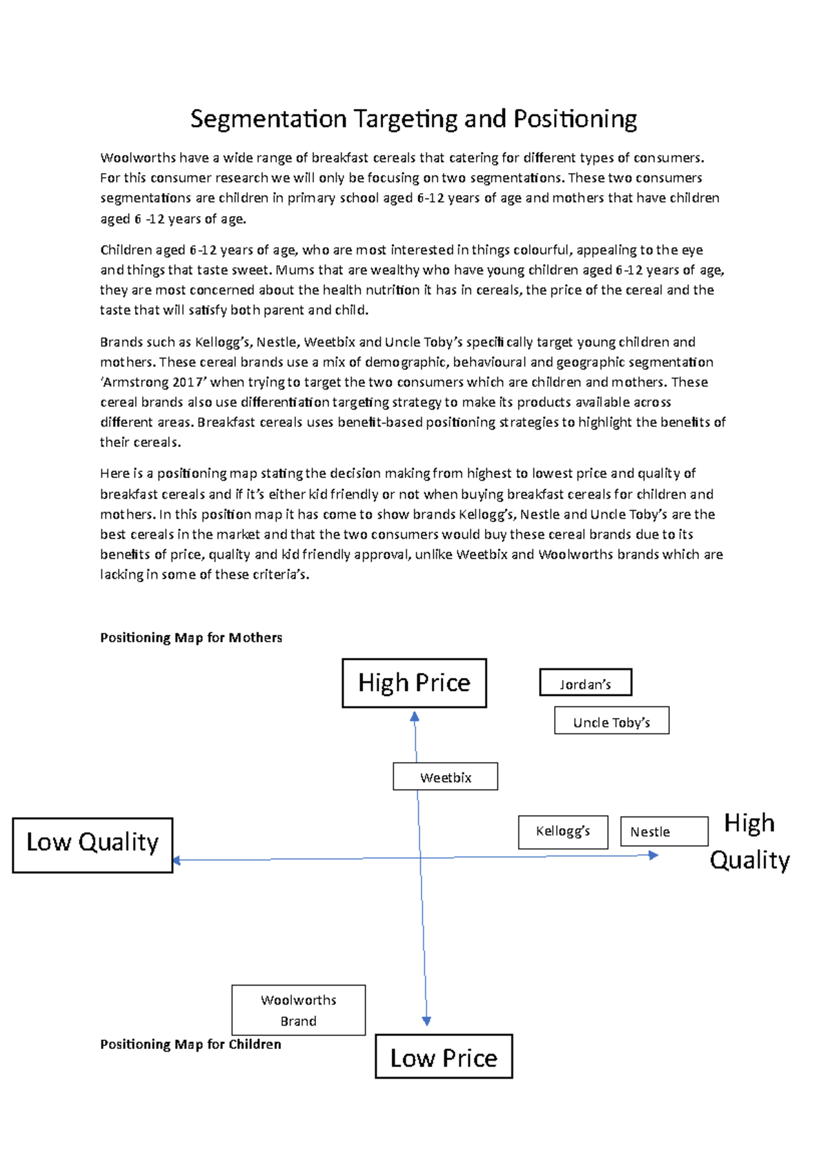 Segmentation Targeting and Positioning of Breakfast Cereals for