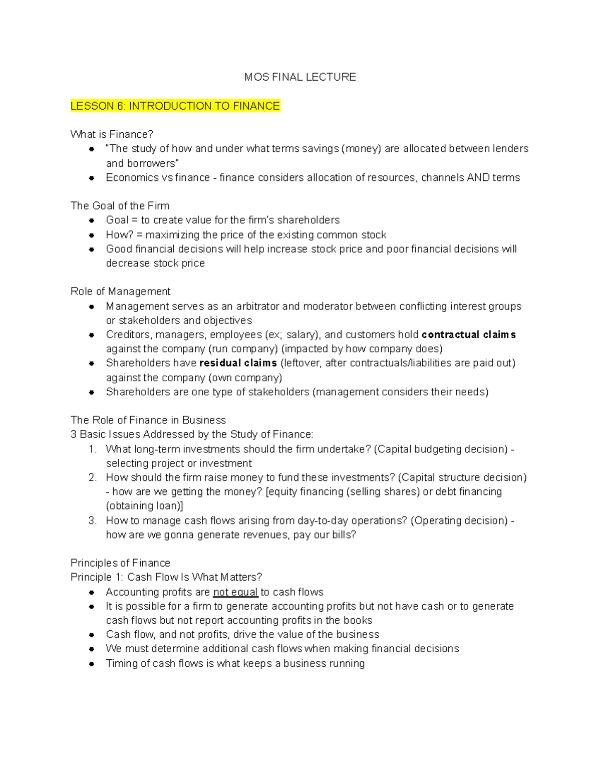 MOS 1023 Final Lecture Notes - MOS FINAL LECTURE LESSON 6: INTRODUCTION ...
