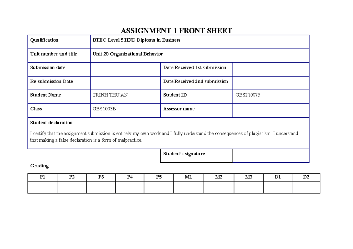 business management national 5 assignment