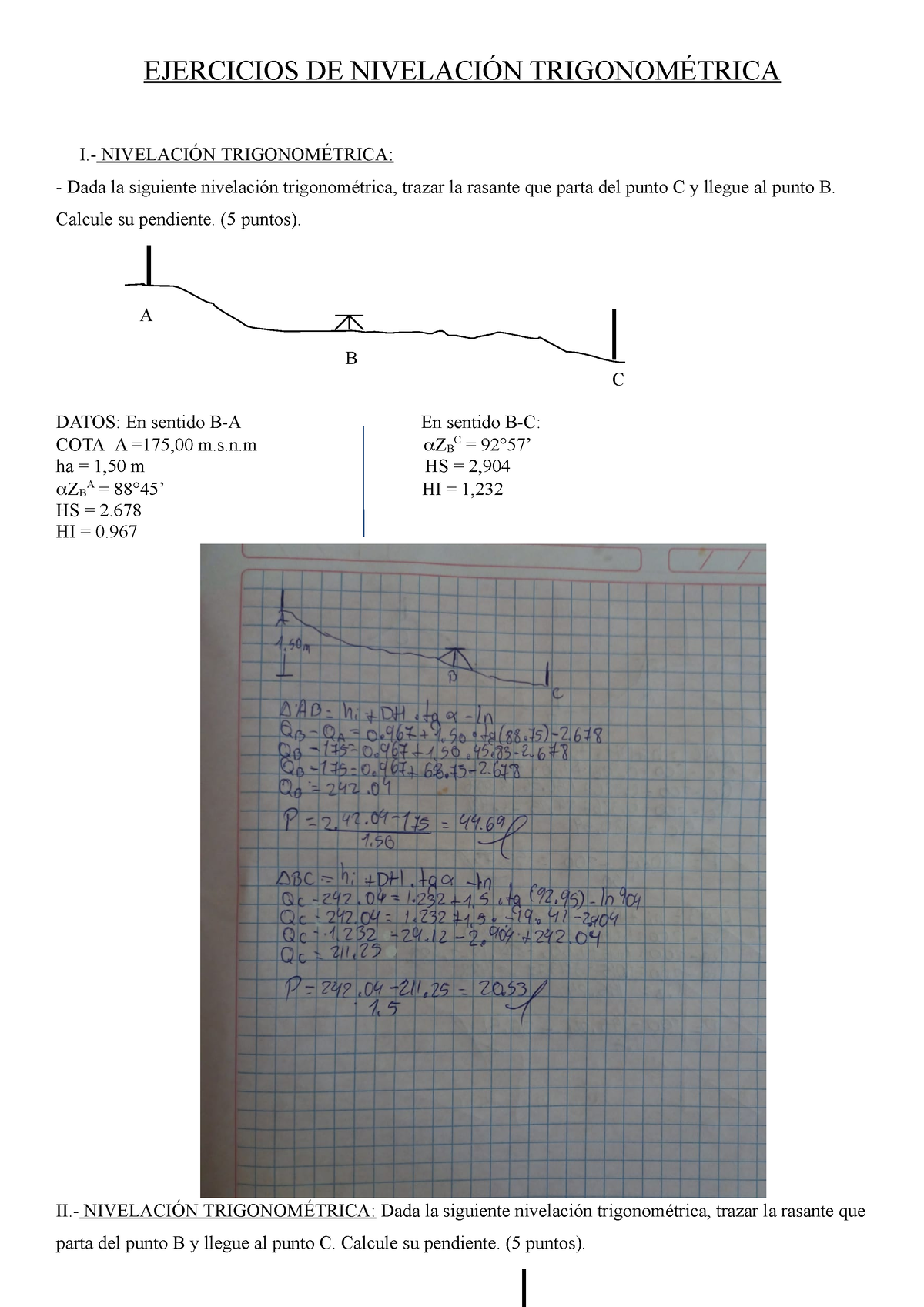 Ejercicios Topo2 - EJERCICIO DE TOPOGRAFIA - EJERCICIOS DE NIVELACIÓN ...