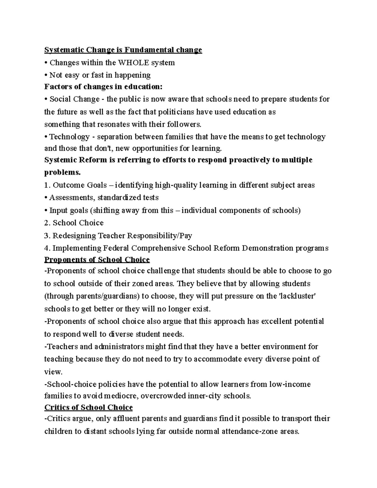 Systematic Change is Fundamental change Systematic Change is