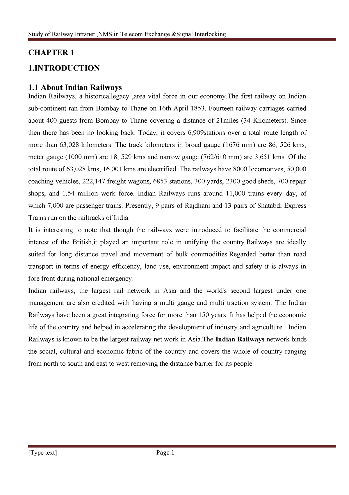 Doc new format 2 - CHAPTER 1 1 1 About Indian Railways Indian Railways ...