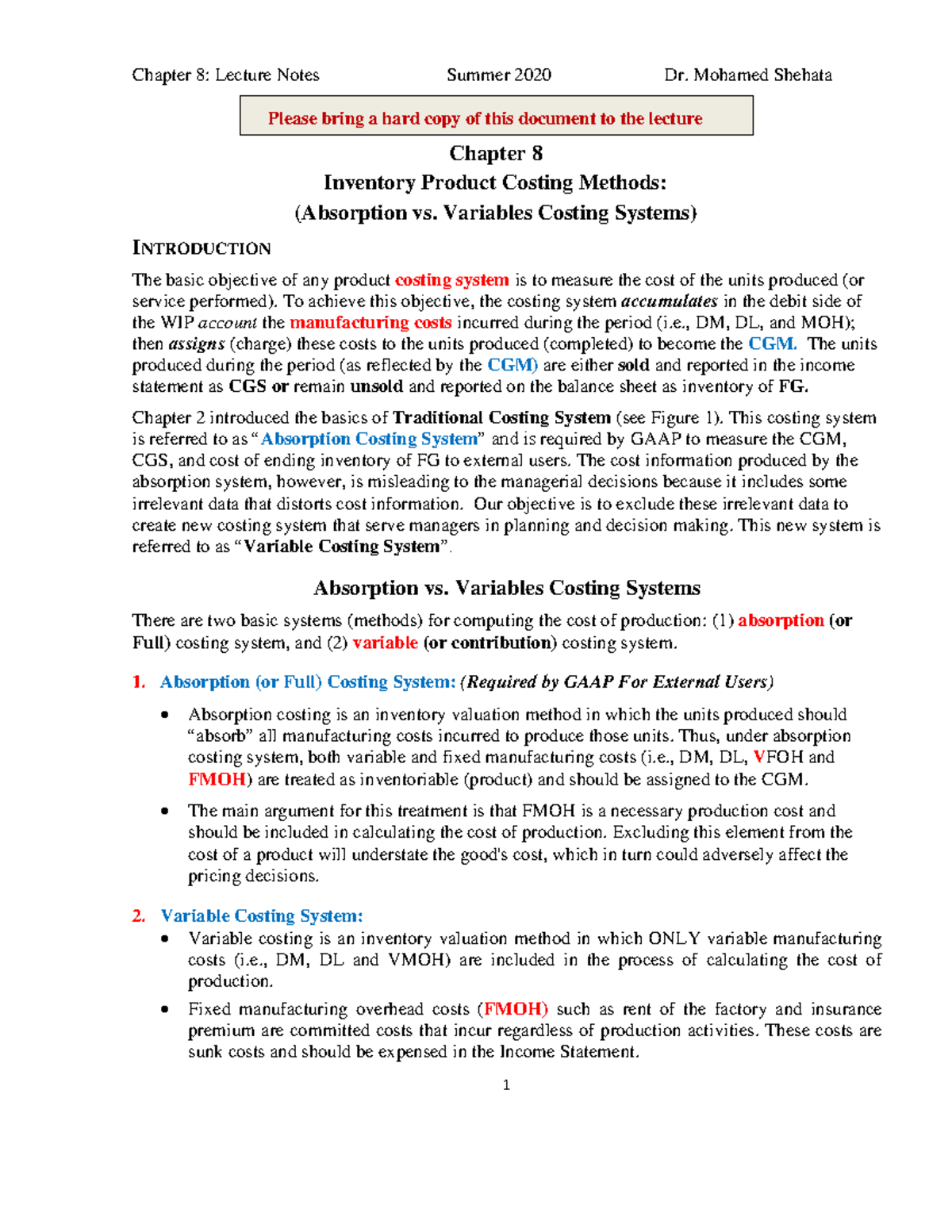 Ch. 8 Lecture Notes Summer 2020-June 30 HO - Chapter 8 Inventory ...