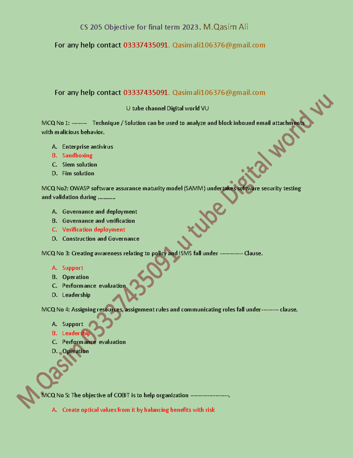 CS 205 M.Qasim final complet file 2024 - For any help contact ...