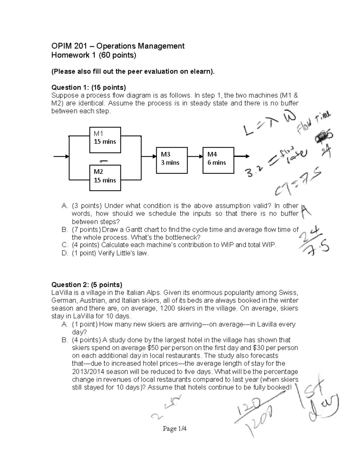HW1 OPIM201 - OPIM HW 1 PRACTICE - Page 1 / 4 OPIM 201 – Operations ...