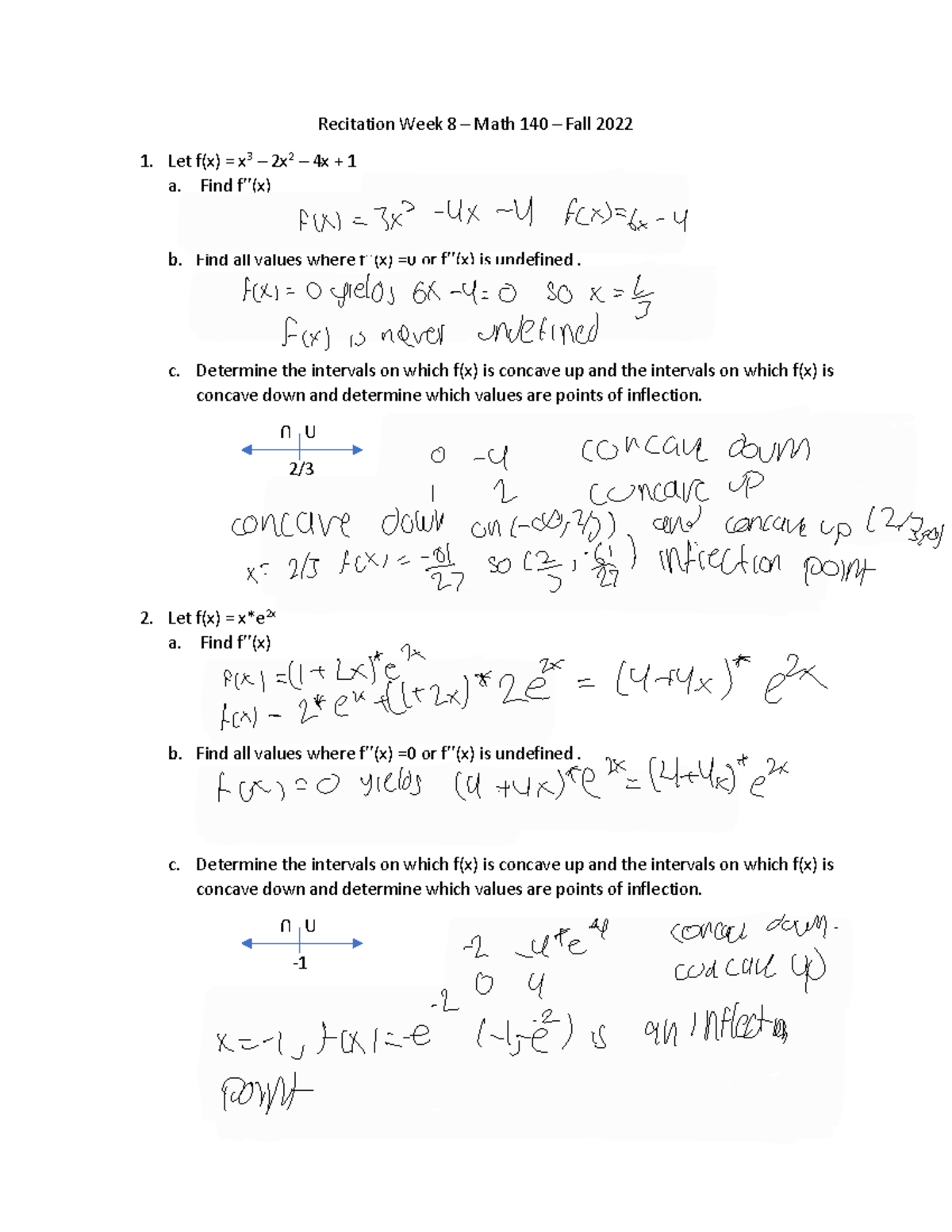 Recitation+week+8+solutions - Recitation Week 8 – Math 140 – Fall 2022 ...