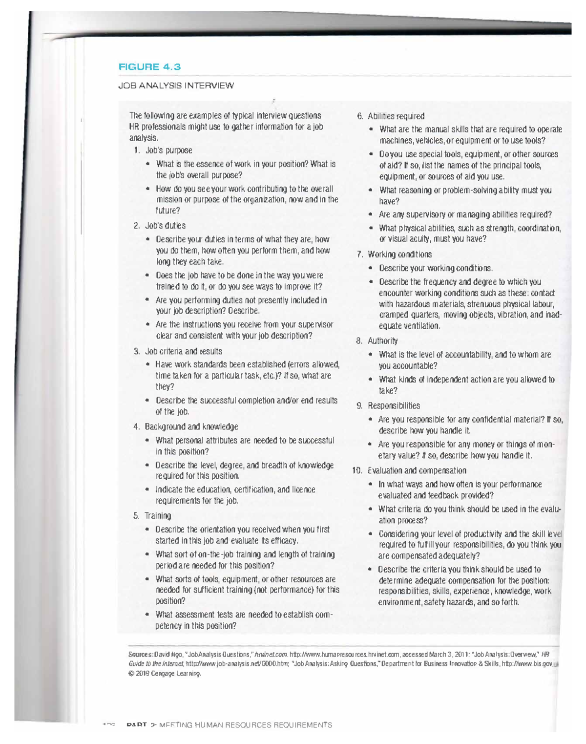 Job Analysis Questions FIGURE 4. JOB ANALYSIS INTERVIEW The following are examples of typical