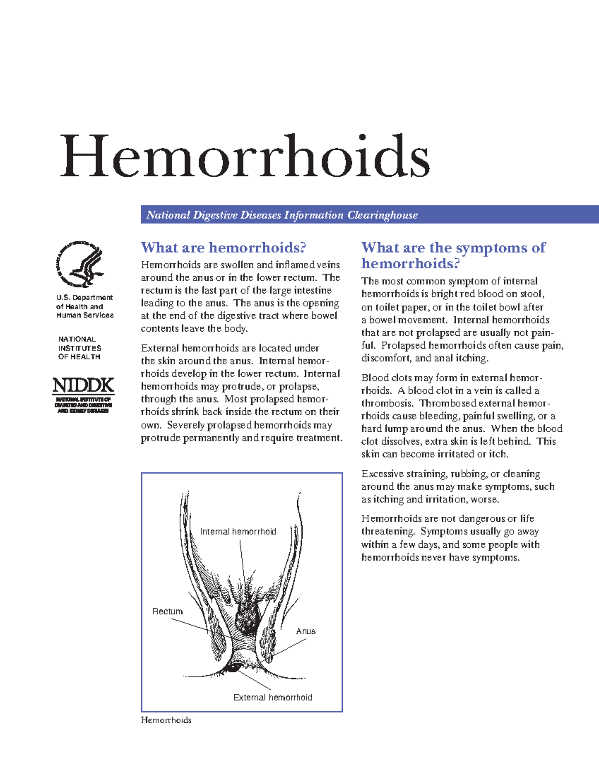 Hemorrhoids Hemorrhoids National Digestive Diseases Information