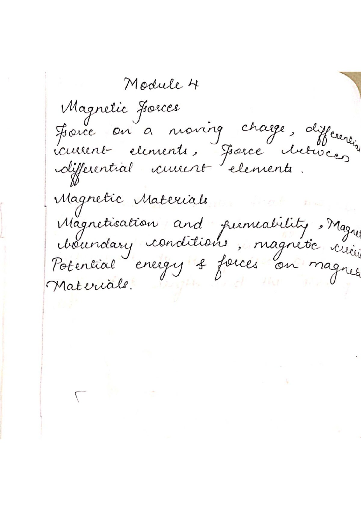 Module-4(chapter 1) - Emw notes - Module 4 Magnetic forces force on a ...