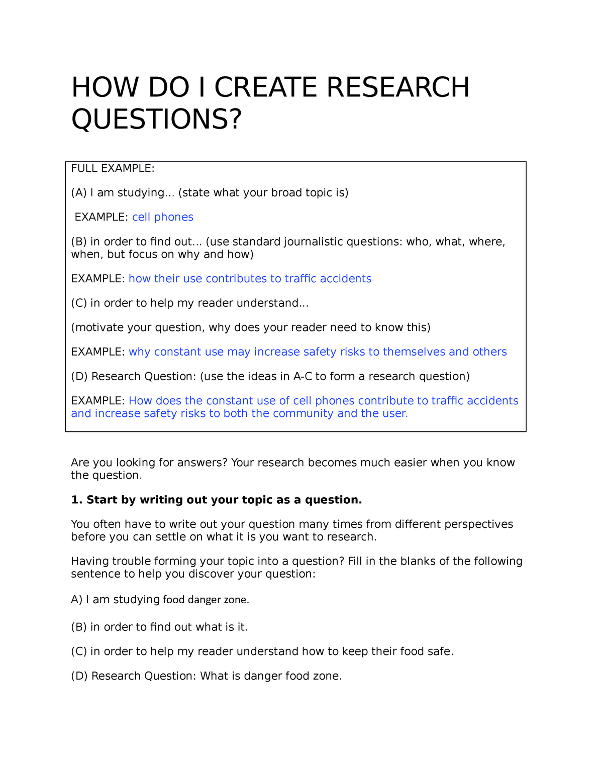 examples about research questions
