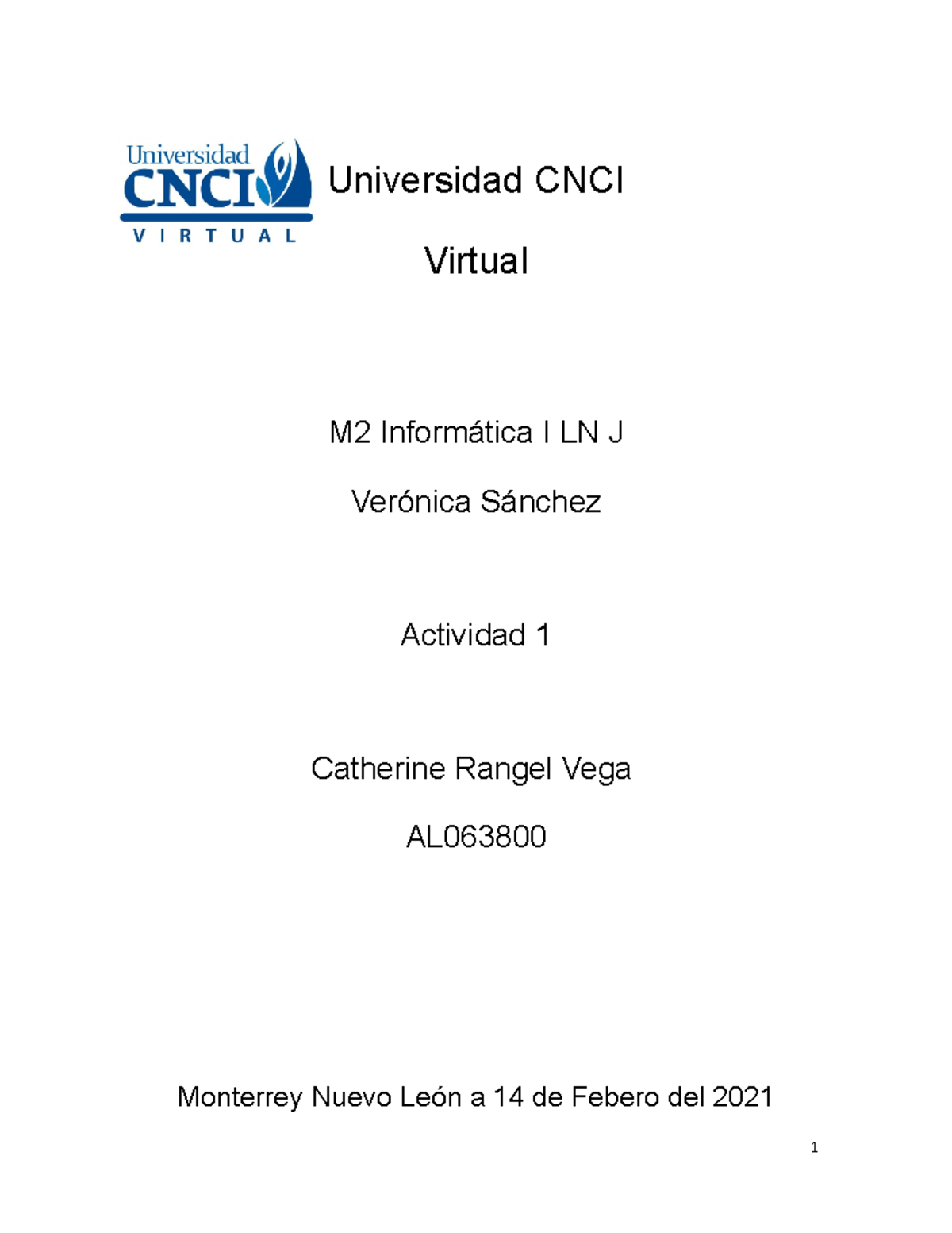 Actividad 1 Informática I LN J - Universidad CNCI Virtual M2 ...