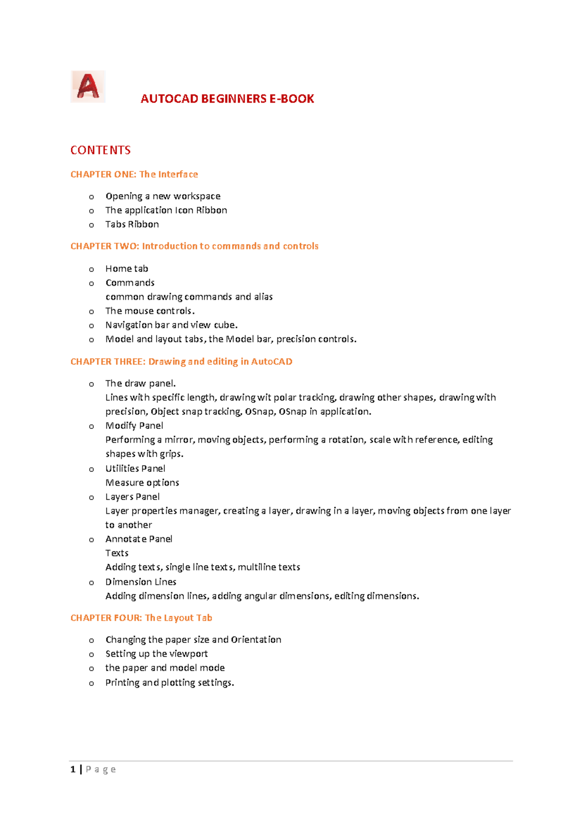 Auto CAD Essentials MKAY - AUTOCAD BEGINNERS E-BOOK CONTENTS CHAPTER ...