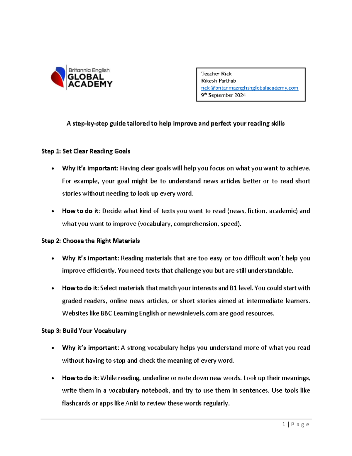 A step-by-step guide tailored to help improve and perfect your reading ...
