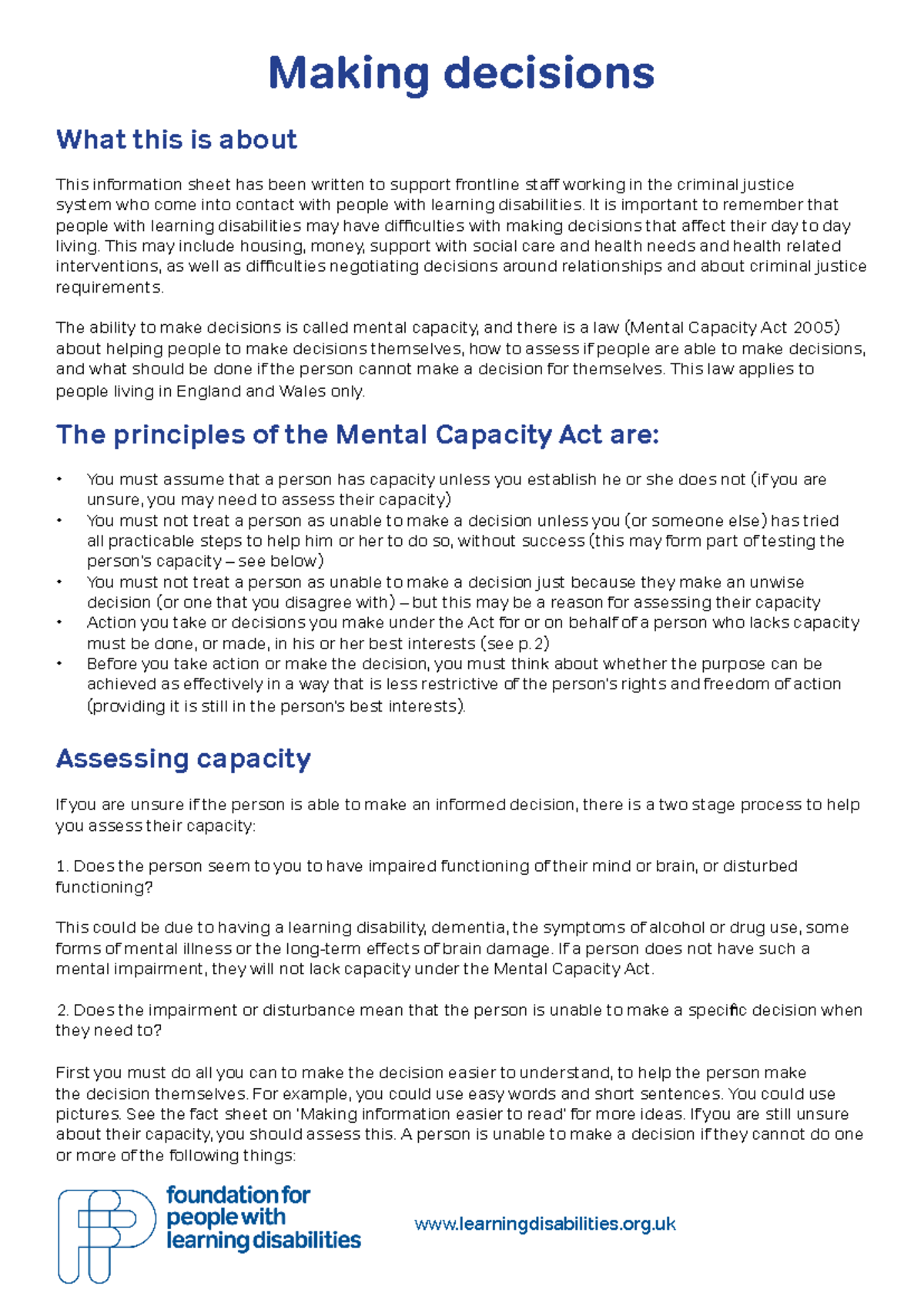 Cjs-making-decisions - What this is about This information sheet has ...