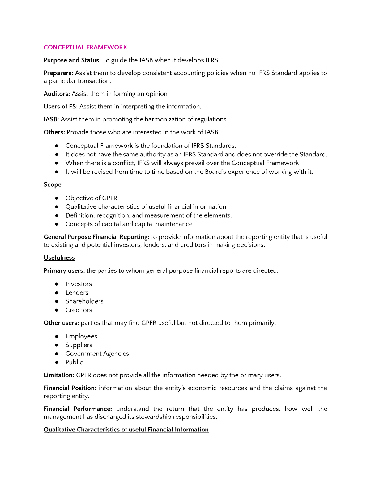 Conceptual Framework - AAA - CONCEPTUAL FRAMEWORK Purpose and Status ...