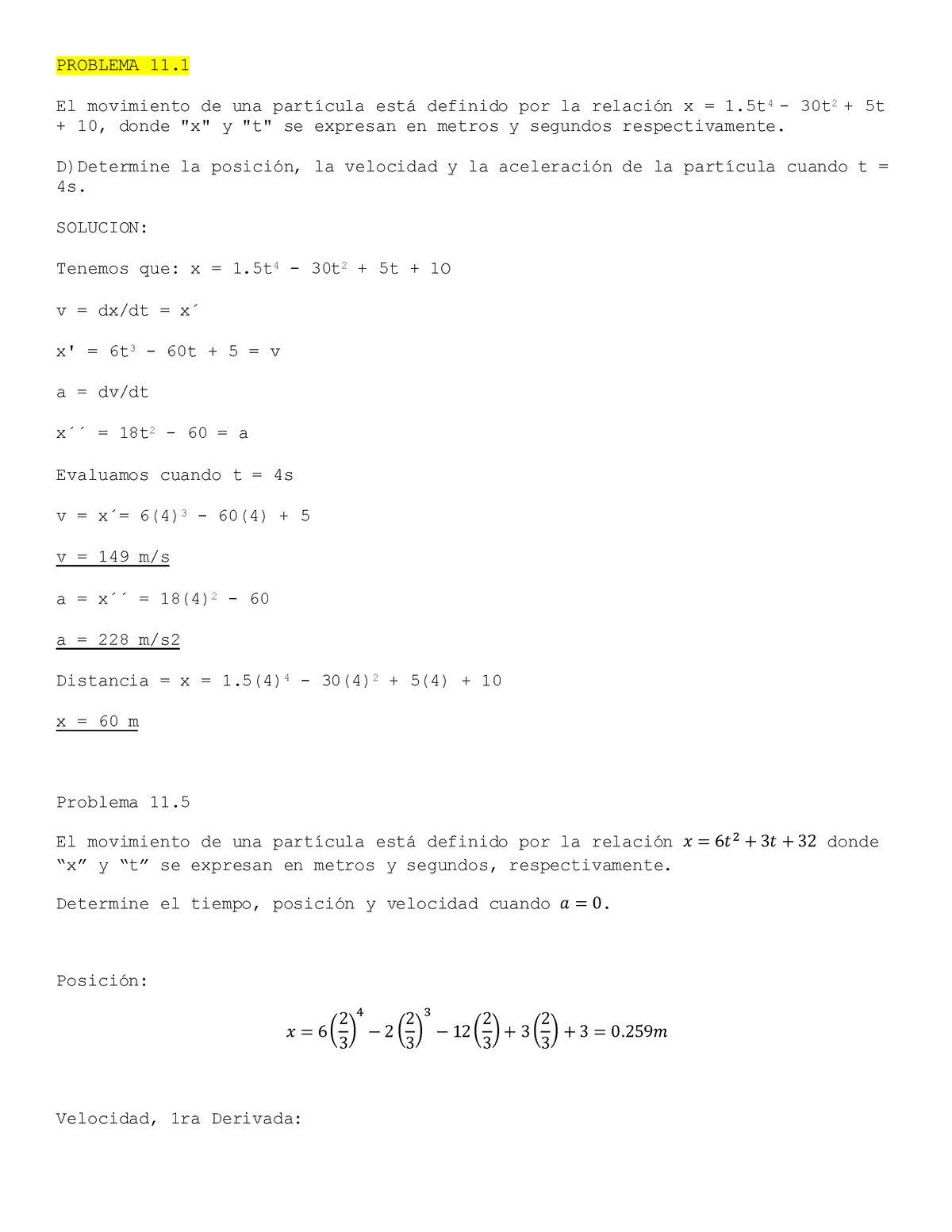 Ejercicios Resueltos - Dinamica - PROBLEMA 11. El Movimiento De Una ...