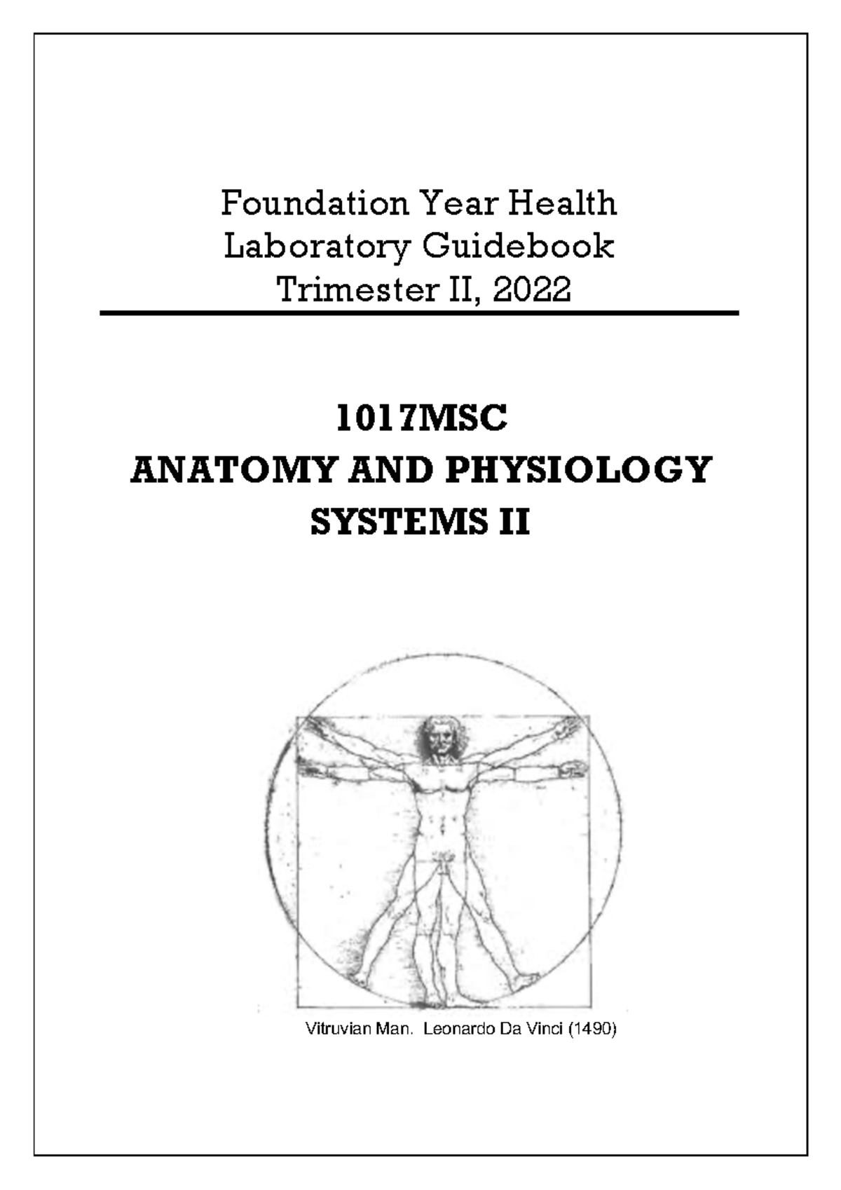 1017MSC(NA) Laboratory Guidebook 2022 Foundation Year Health