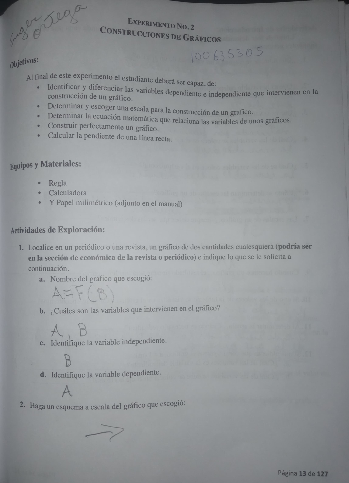 Enger Ortega 100635305 Lab De Fisica - EXPERIMENTO No. 2 CONSTRUCCIONES ...