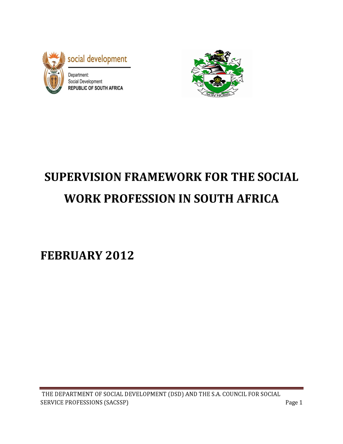 Supervision Framework For The Social Work Profession In South Africa ...