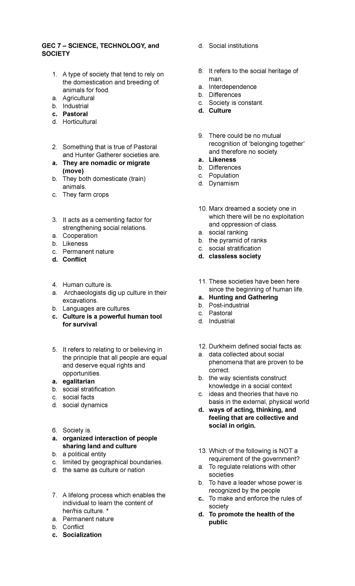 STS EXAM - Summary of the lesson - GEC 7 – SCIENCE, TECHNOLOGY, and ...