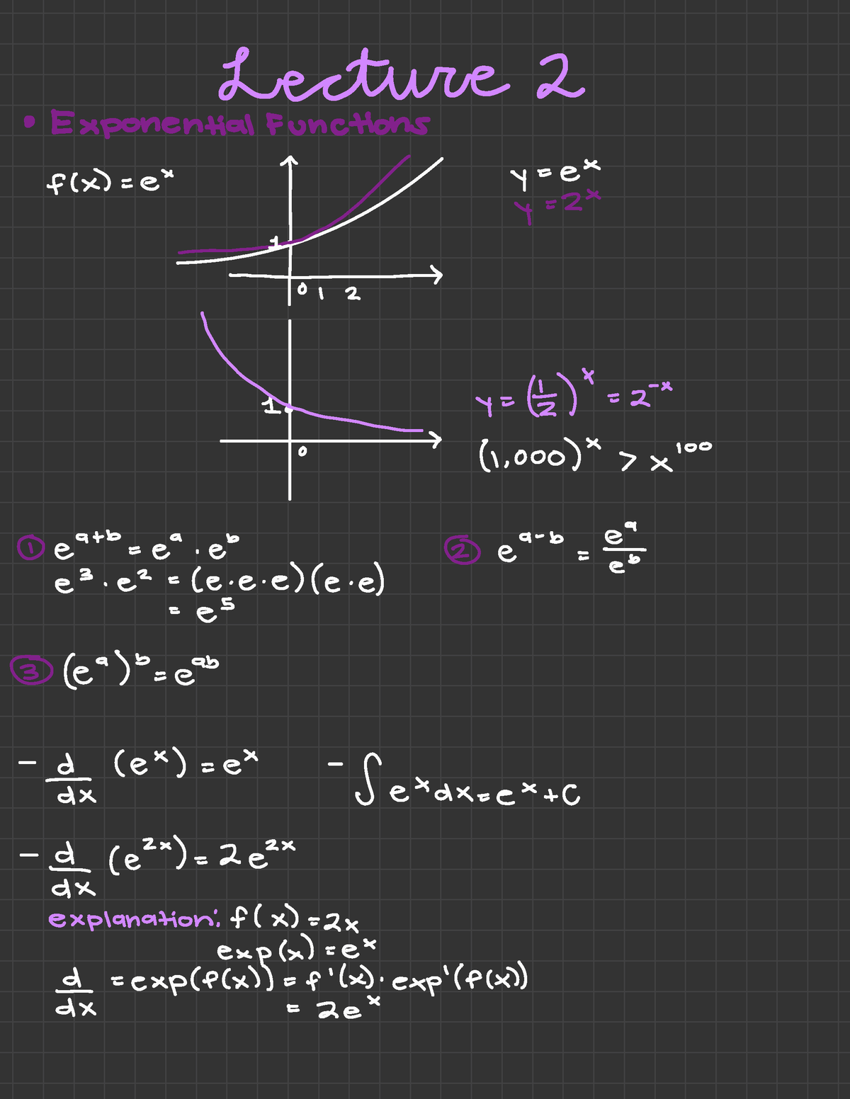 Math 31B Notes Lecture 2 - Lecture 2 · Exponential Functions Y = Ex (x ...