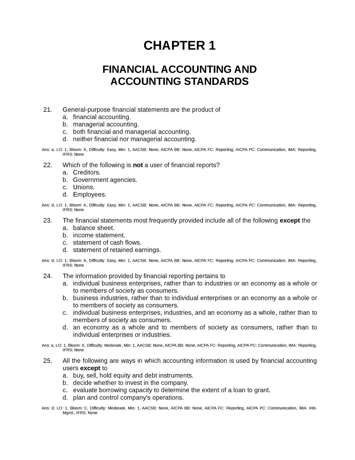 Ch01 - CHAPTER 1 FINANCIAL ACCOUNTING AND ACCOUNTING STANDARDS 21 ...