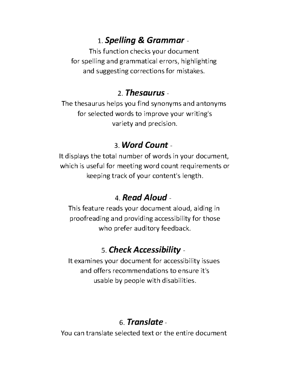 Review-tab-final - GOODLUCK - 1. Spelling & Grammar - This function ...