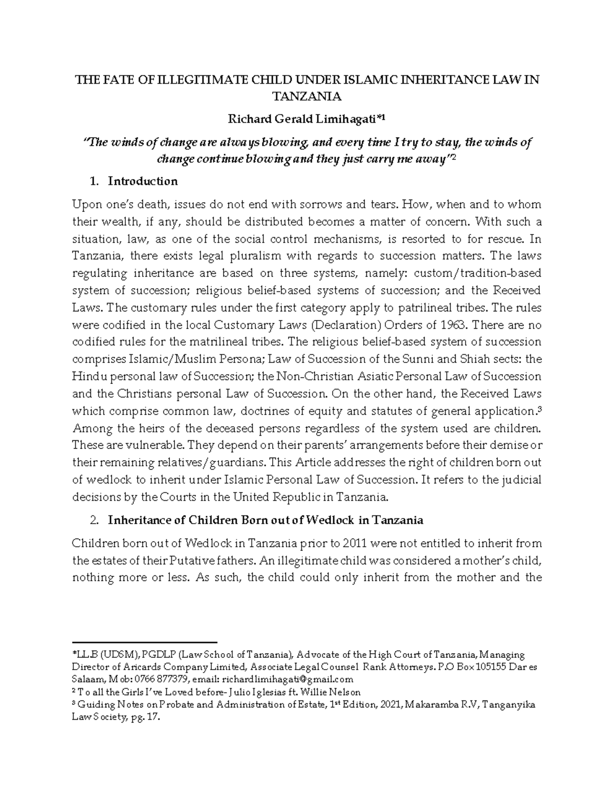 THE FATE OF Illegitimate Child Under ISL Postgraduate diploma in