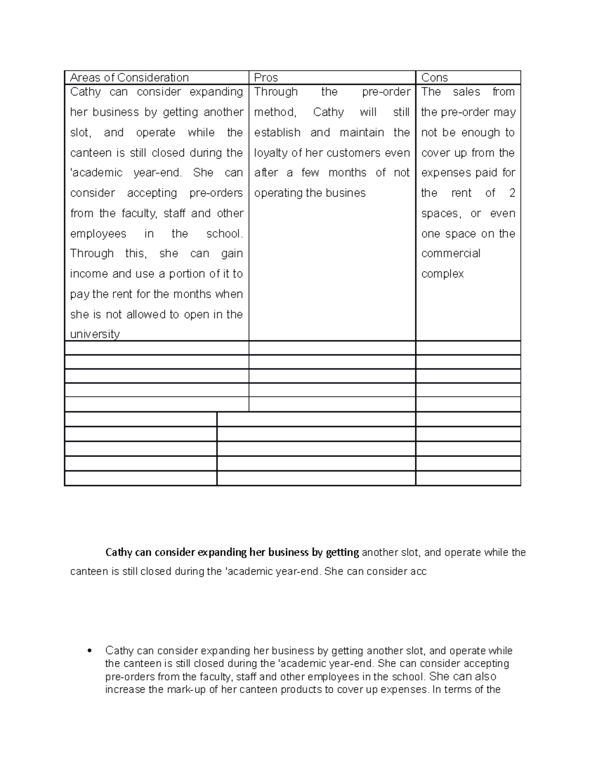 areas of consideration in case study meaning