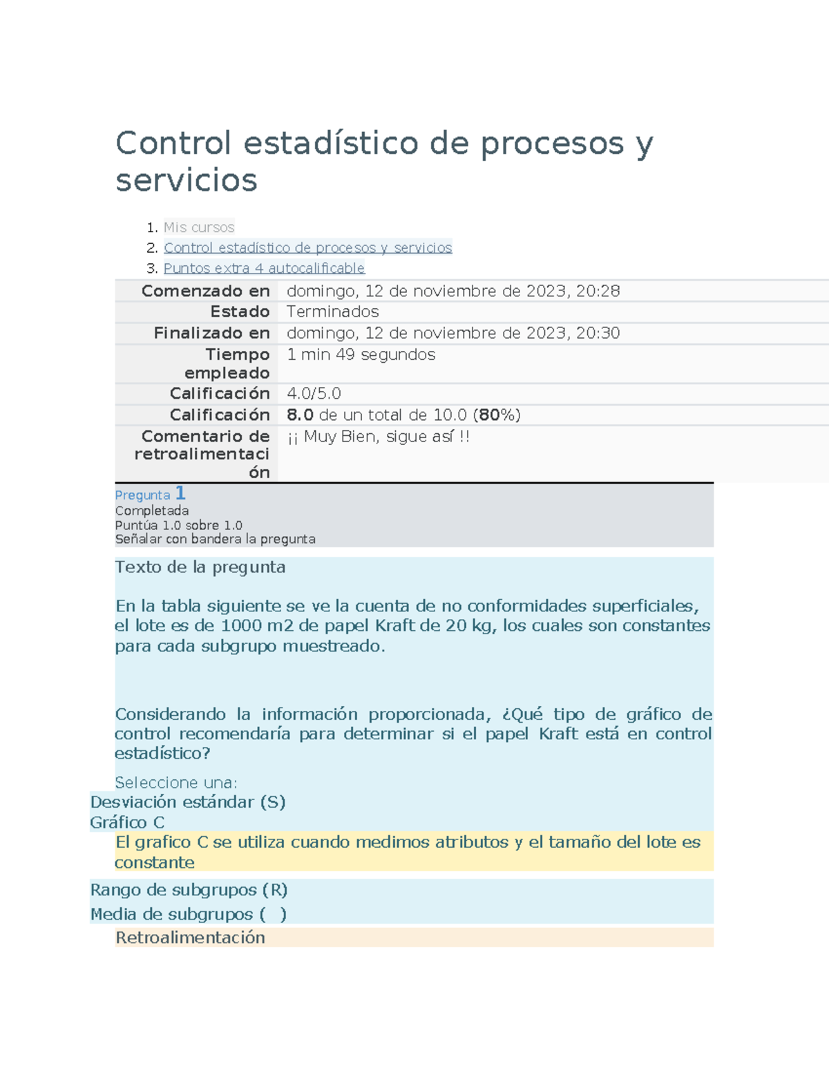 Control Estadístico De Procesos Y Servicios Extra 4 - Control ...