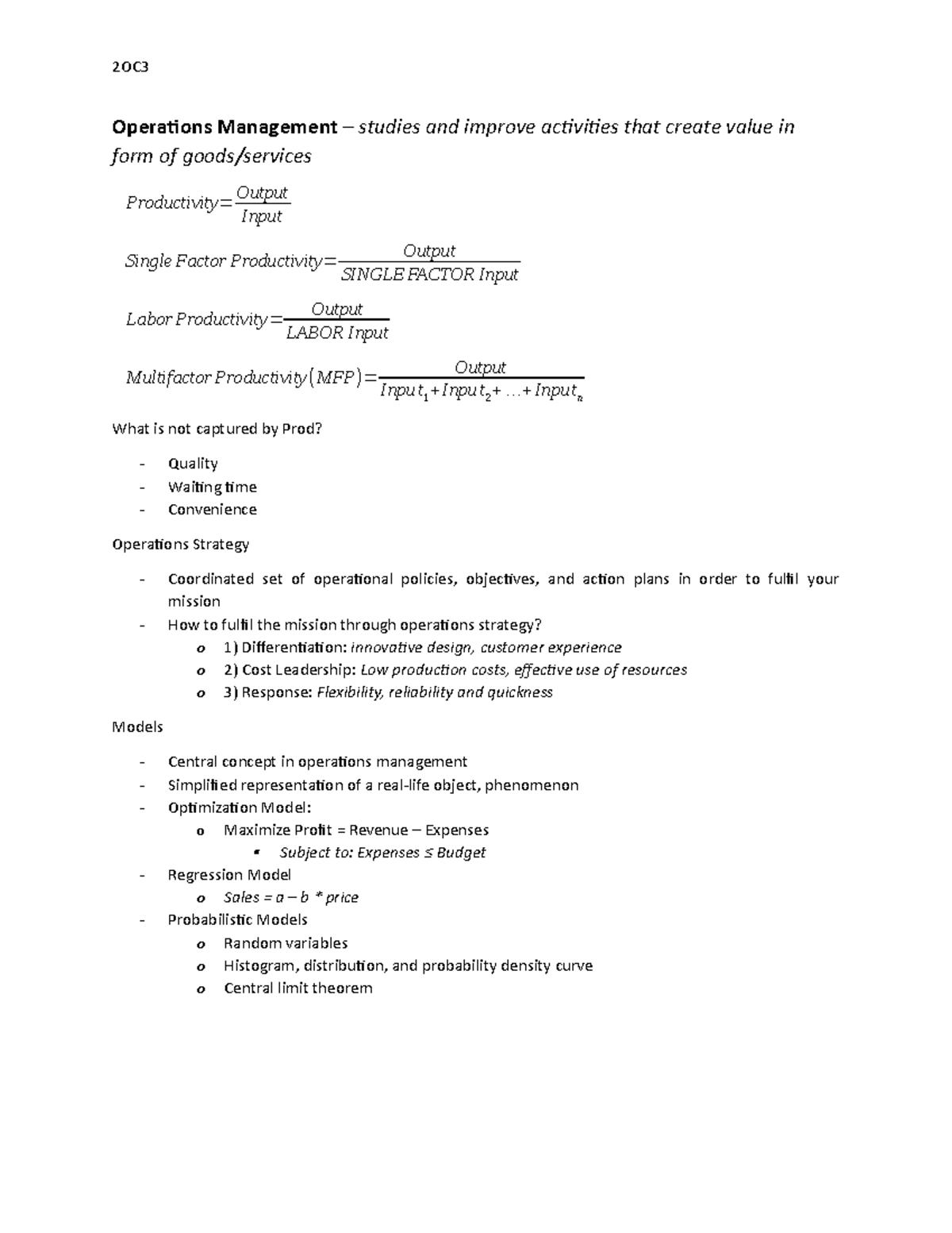 Operations Management - Full Study Notes - Operations Management ...