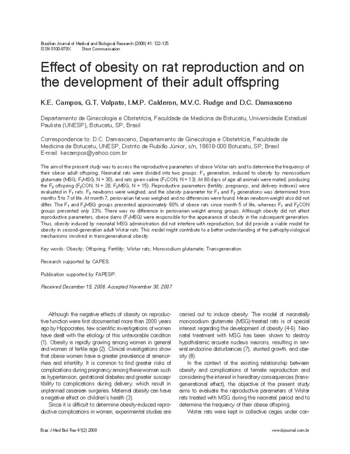 Effect of obesity on rat reproduction and on the development of their ...